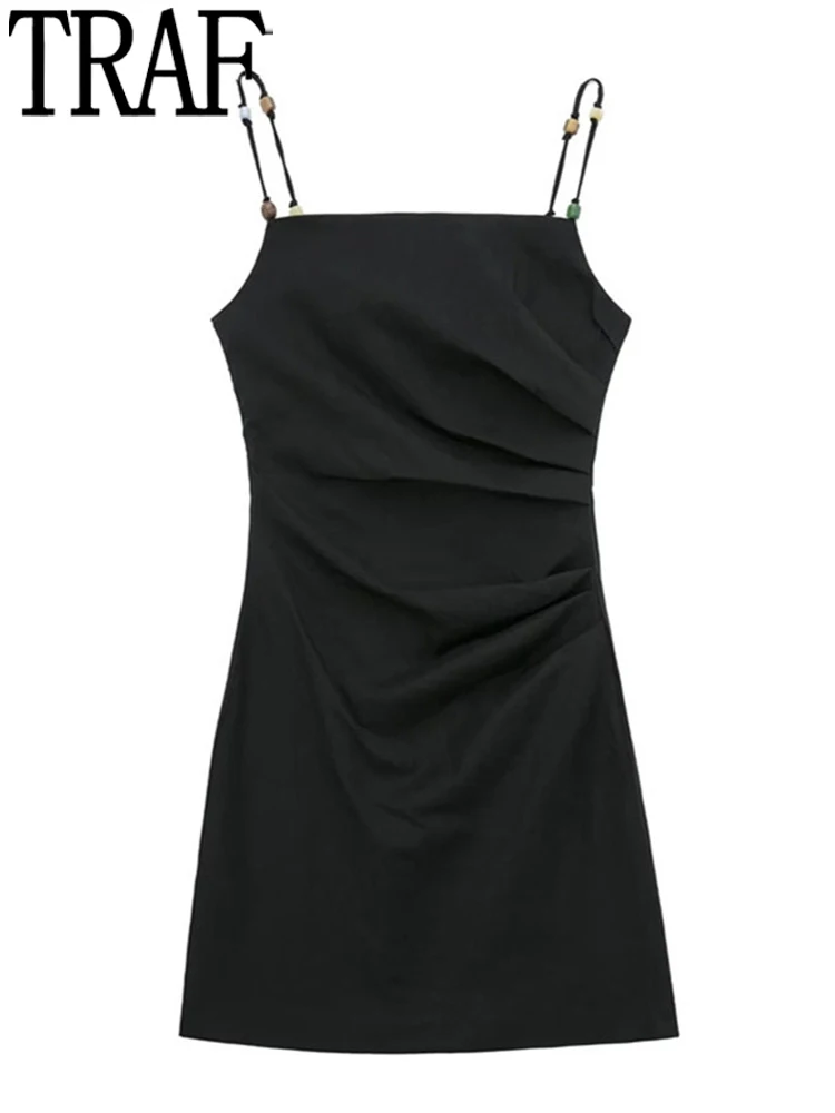 

TRAF Black Draped Slip Dress Women Orange Sexy Mini Dress Woman Backless Party Dresses for Women Beach Summer Dress Women 2022