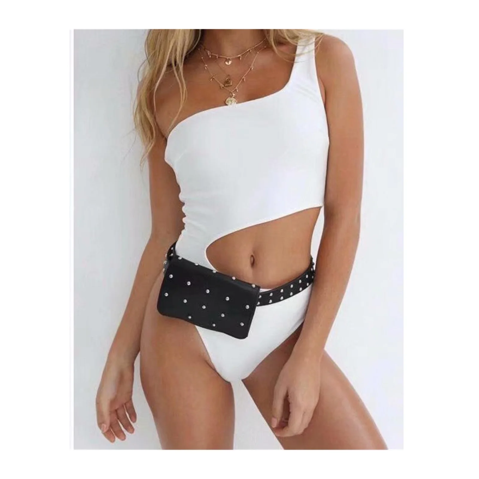 

2022NEW White outfit one piece jumpsuit women off one shoulder sexy bodycon bodysuit body suit for women green nude tops