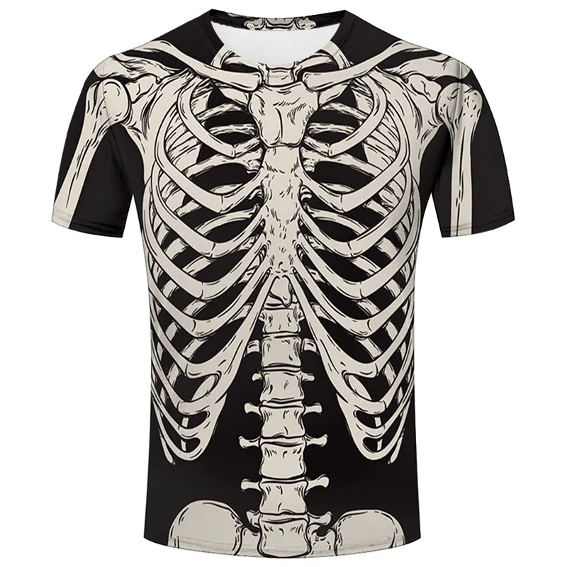 

New Summer 3D Printed Horror Skeleton Boy T-shirt Stylish Casual Fun Alternative Short Sleeve O Neck Large Size Quick Dry Shirt