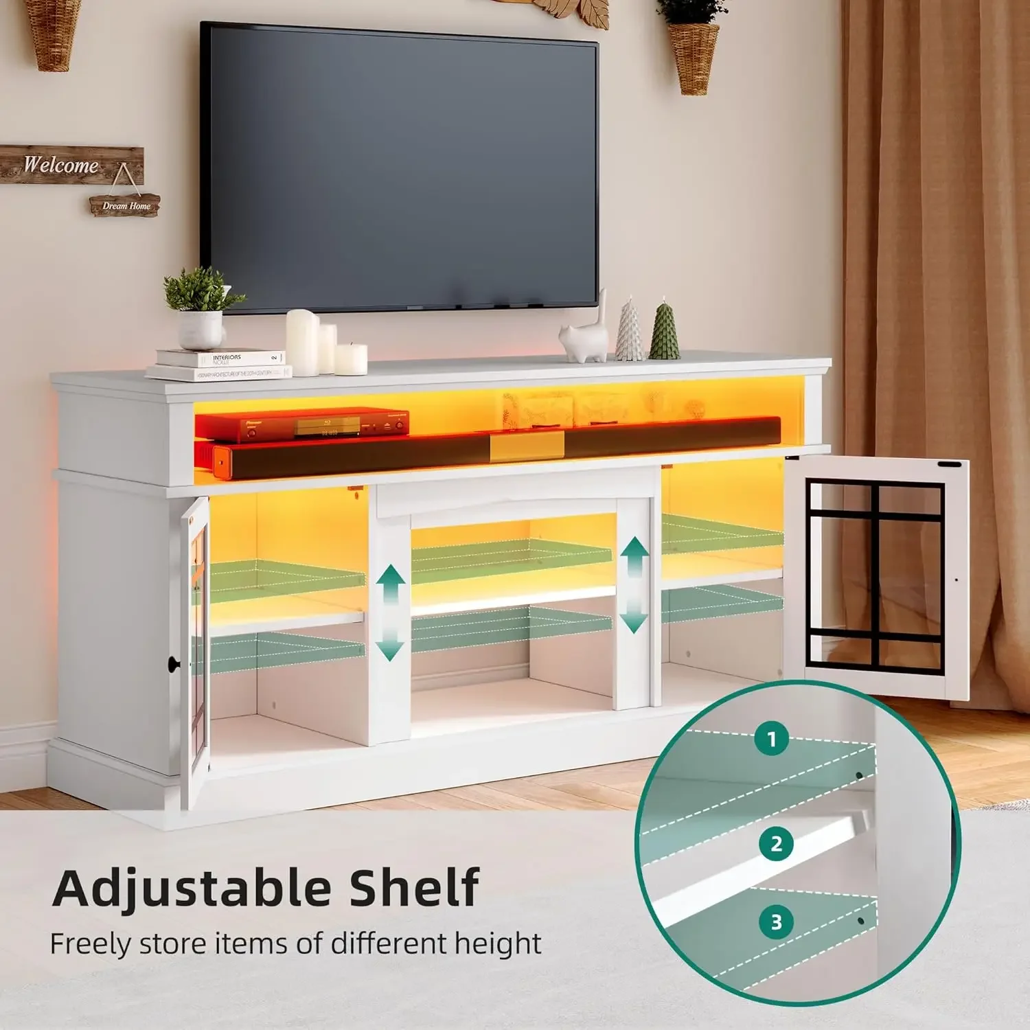 Белая подставка под телевизор YITAHOME для телевизоров 75/65 дюймов современный шкаф