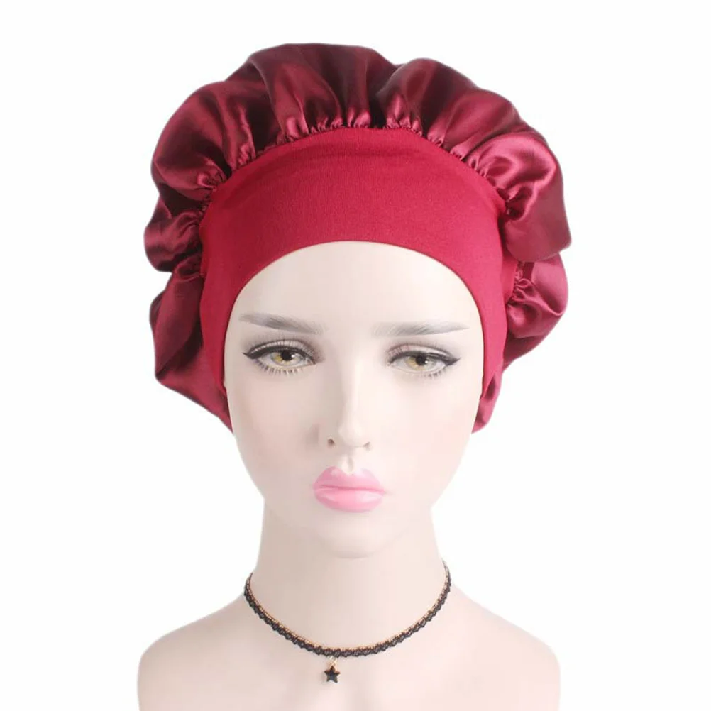 

Capsatin Bonnet Head Cover Sleeping Night Headwear Wrap Hair Hat Girl Slap Slouchy Silk Elastic Nightcap Chemo Loss Turban Salon
