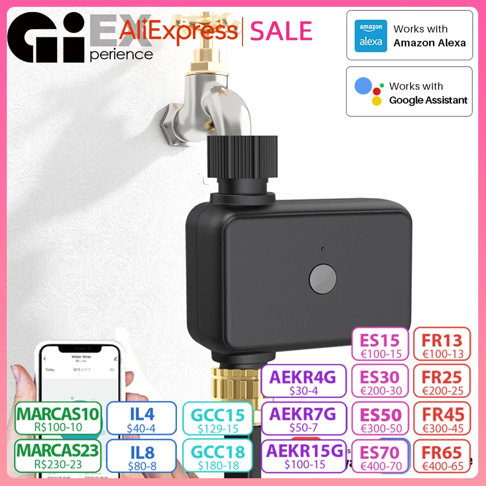 

Smart Watering Timer IP55 Bluetooth WIFI Garden Automatic Irrigation System Drip Sprinkler Controller Valve Smart Life Tuya