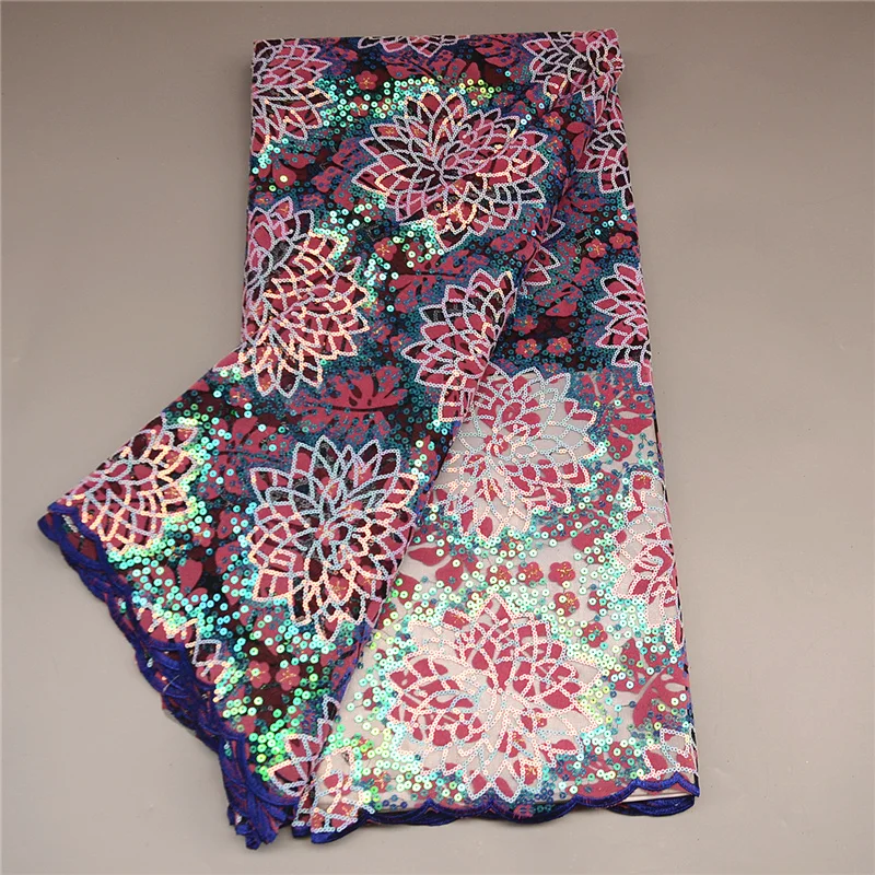

Высококачественная африканская кружевная ткань с блестками и камнями, 5 ярдов, кружевная ткань с вышивкой для свадьбы