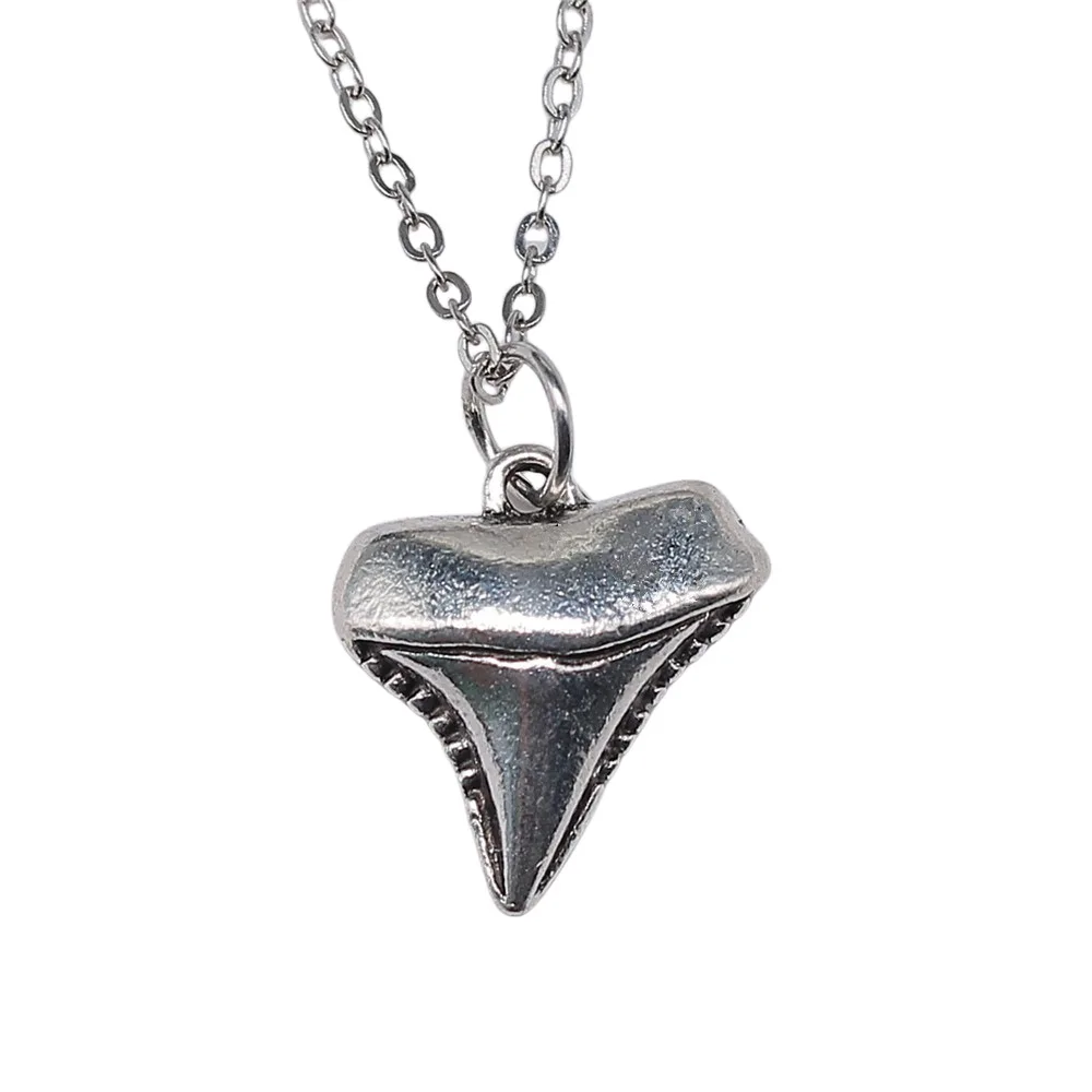 Прямая поставка ожерелья под старину серебряного цвета 17x16 мм с зубцами акулы