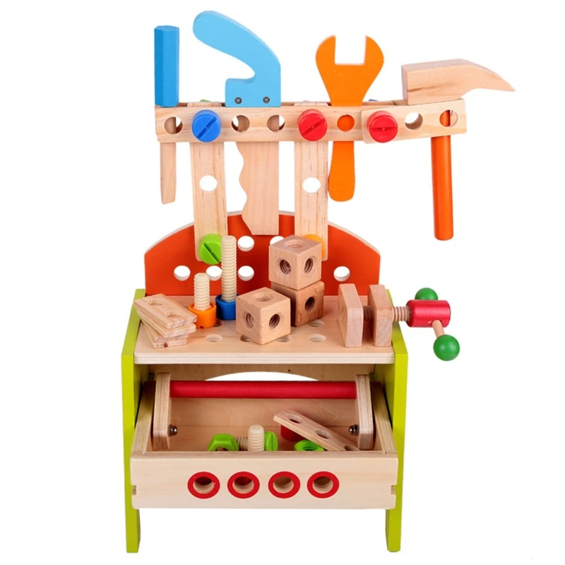 

Сборная головоломка, деревянный Столярный инструмент, скамейка, развивающая игрушка с молотком, детская развивающая игрушка Монтессори, на...