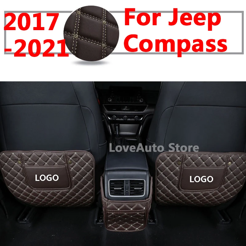 

For Jeep Compass 2017 2018 2019 2020 2021 Car Rear Seat Anti-Kick Pad Rear Seats Cover Back Armrest Protection Mat Accessories