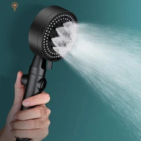 shower head water saving black 5 mode adjustable high pressure shower one key stop water massage eco shower bathroom accessories
