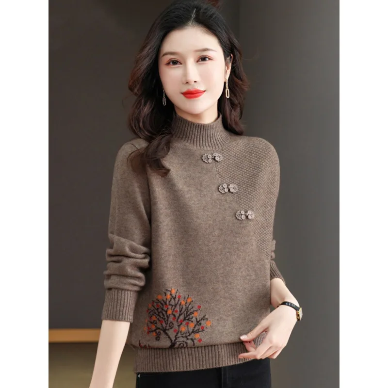 Винтажный шерстяной пуловер с половиной шеи осенью и зимой новый кашемировый