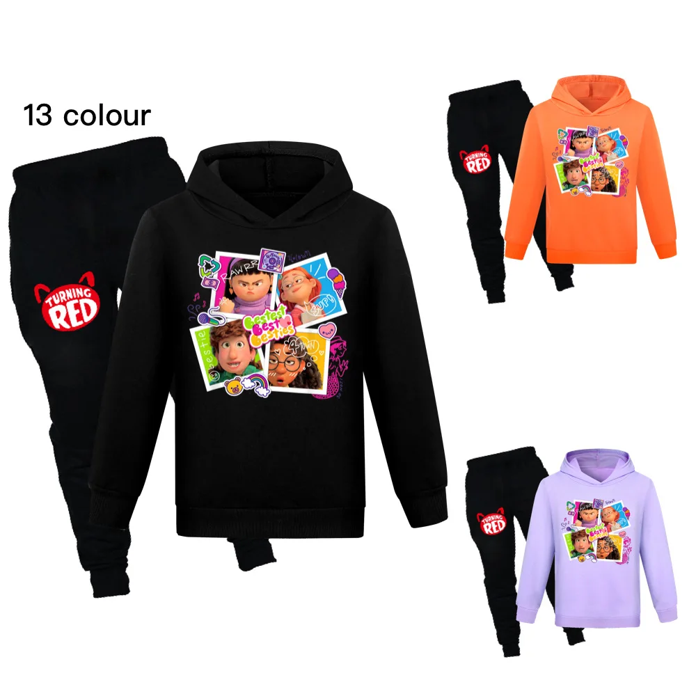 

Newest Turning Red Costume Kids Cartoon Hoody Sweatshirt+Pants 2pcsSet Boys Traksuit Children's Clothing Toddler Girls Outfits