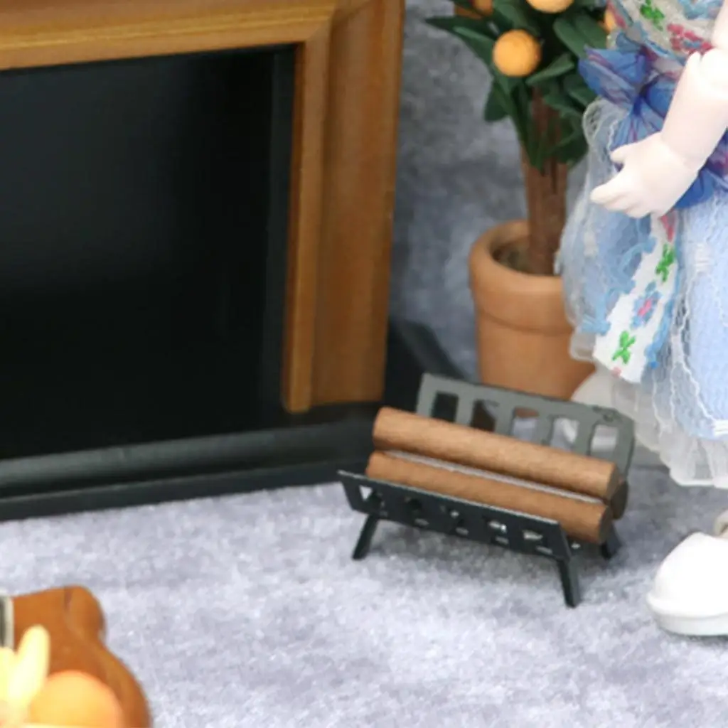 

1/12 металлическая подставка для дров для кукольного домика, кухонный инструмент, кухонные аксессуары