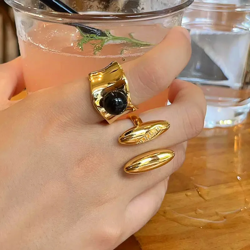 Золотой цвет металлическое геометрическое открытие Rng минималистичный неровный