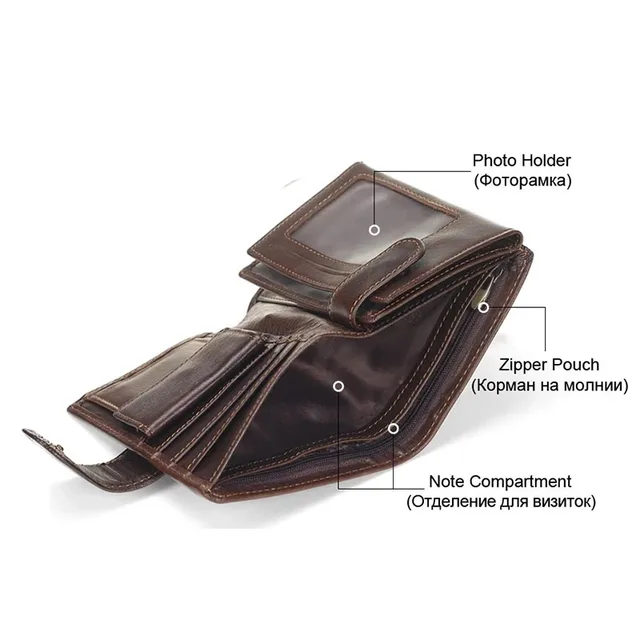 Men's Wallets Vintage Genuine Leather Wallet RFID Blocking Vertical Business Card Holder Cowhide Purse Bag Wallet Man 5