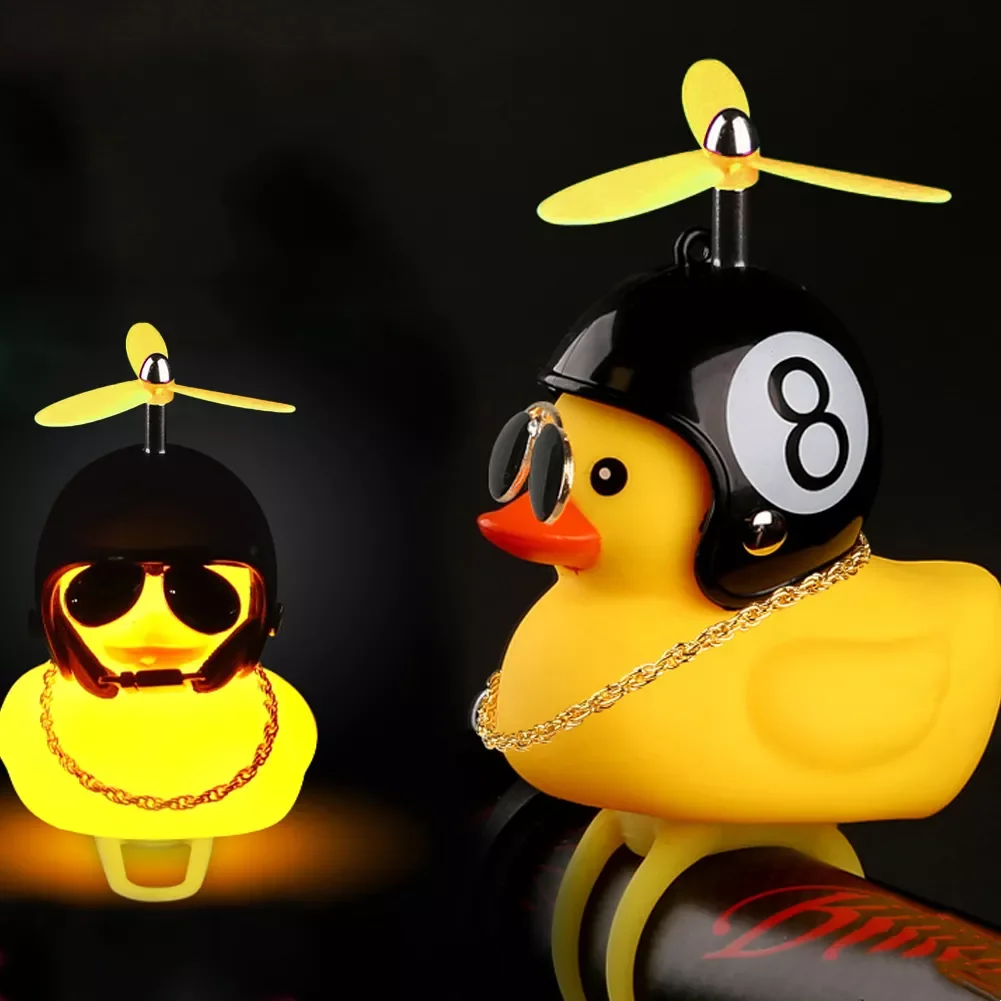 

Luminous Standing Duck with Helmet Yellow Airscrew Broken Wind Small Yellow Duck Road Bike Motor Helmet Car Interior Accessories