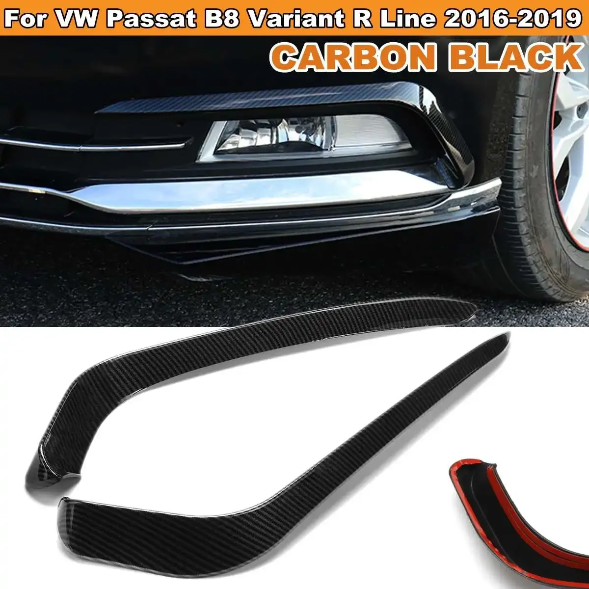 

Front Fog Lights Eyebrow Wind Knife Sticker Spoiler For VW Passat B8 Variant R Line 2016-2019 Fog Lamp Eye Lid Cover Trim