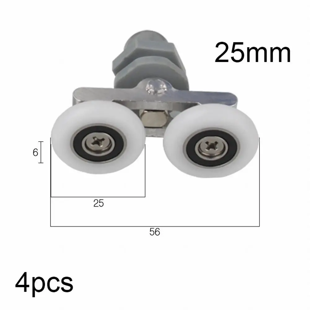 4pcs Twin Bathroom Shower Door Roller Runner Wheels Sliders 19/23/25/27mm Dia Rooms Cabins Pulley Hardware Accessori - купить по