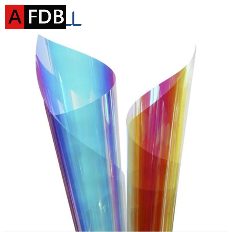 Rainbow Glass Window Film Waterproof Decorative Adhesive Colorful Rainbow pet film for building glass Chameleon Window Tint