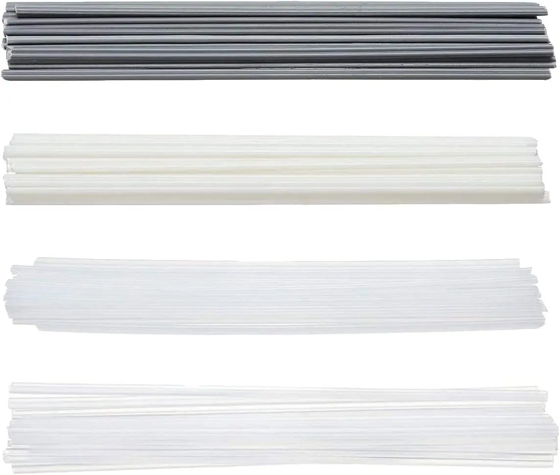 50PCS Plastic Welding Rods - ABS/PP/PVC/PE Plastic Welder Rods for Bumper Plastic Repair, (Beige/White/Grey/Translucent）
