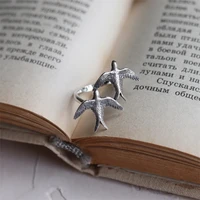 sweet romantic feminine texture swallow ring fashion cute women silver color metal rings anniversary party gifts jewelry for her