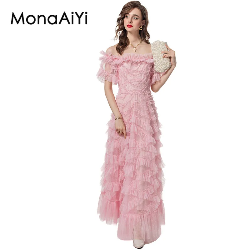 Женское летнее платье MonaAiYi с коротким рукавом сетчатые комбинированные