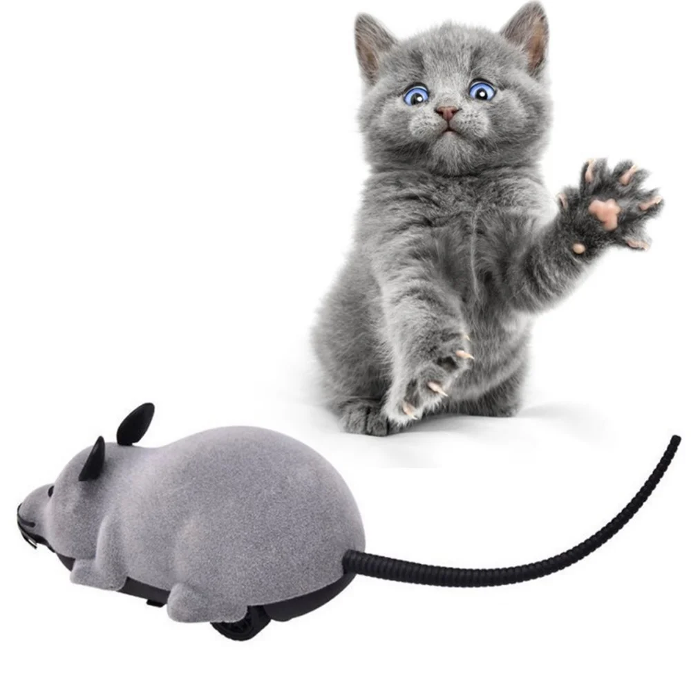 

Flocking Emulation Toys Wireless Electronic Remote Control Rat Plush RC Mouse Toy 3 Color Electronic Rat Mice Toy for Kitten Cat
