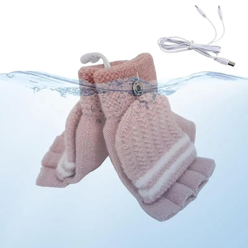 

Fingerless USB Mittens Washable Mittens With Removable Heating Pad Men's Cycling Gloves For Skiing Riding Hiking Typing Playing