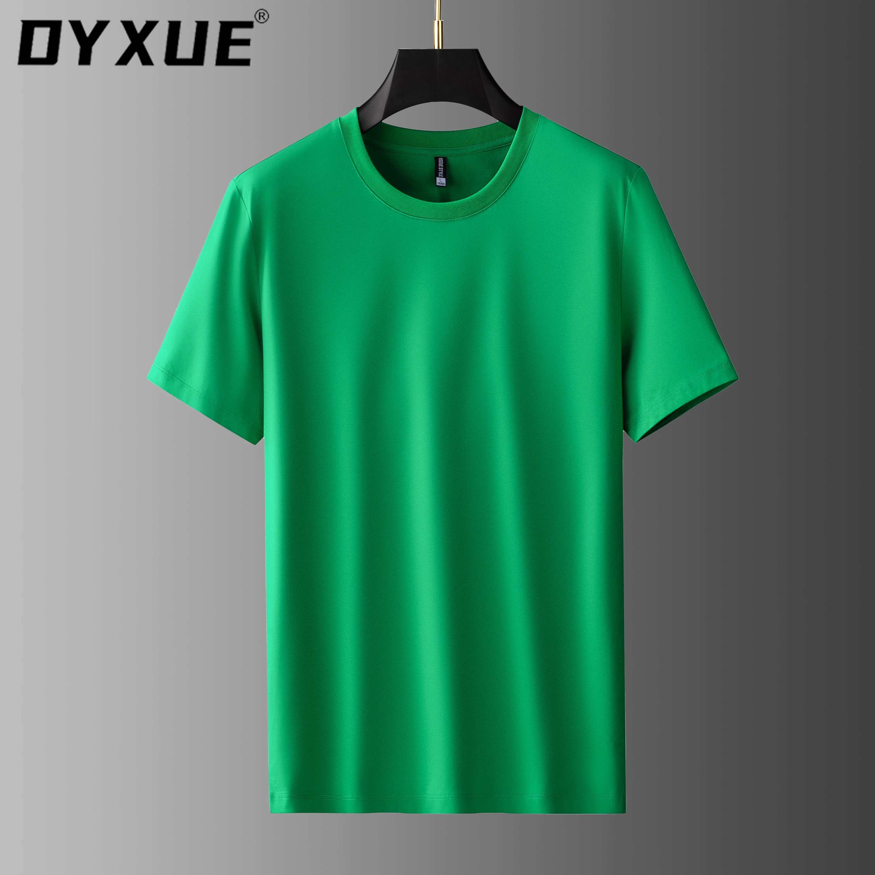 

DYXUE High end luxury mercerized cotton short sleeve t-shirt men's round neck loose casualtop summer solid color half soft cool