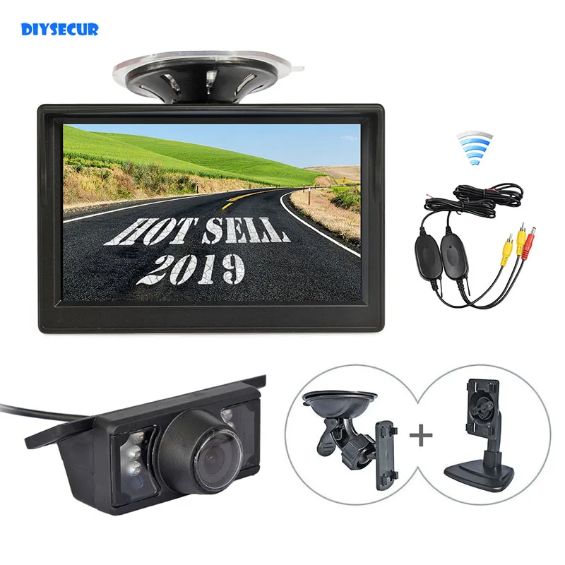 DIYSECUR Wireless 5inch Rear View Monitor Car Monitor Car Van Truck Parking IR Night Vision Reversing Camera Security System