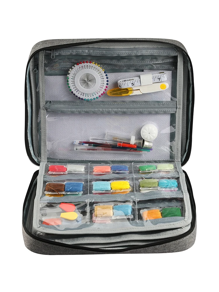 

Embroidery Bag Embroidery Project Storage Bag Embroidery Project Carrying Bag With 4 Clear Compartments For Cross Stitch Kits
