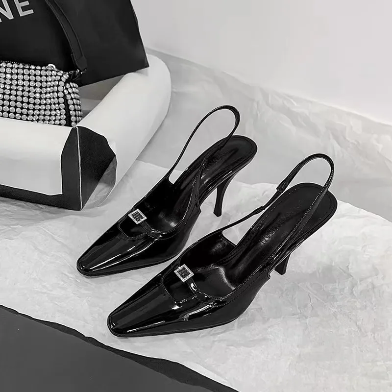 

Пикантные Брендовые женские туфли на высоком каблуке, дизайнерские модные туфли-лодочки на шпильке с ремешком на пятке, новинка 2023, модная классическая женская обувь с острым носком
