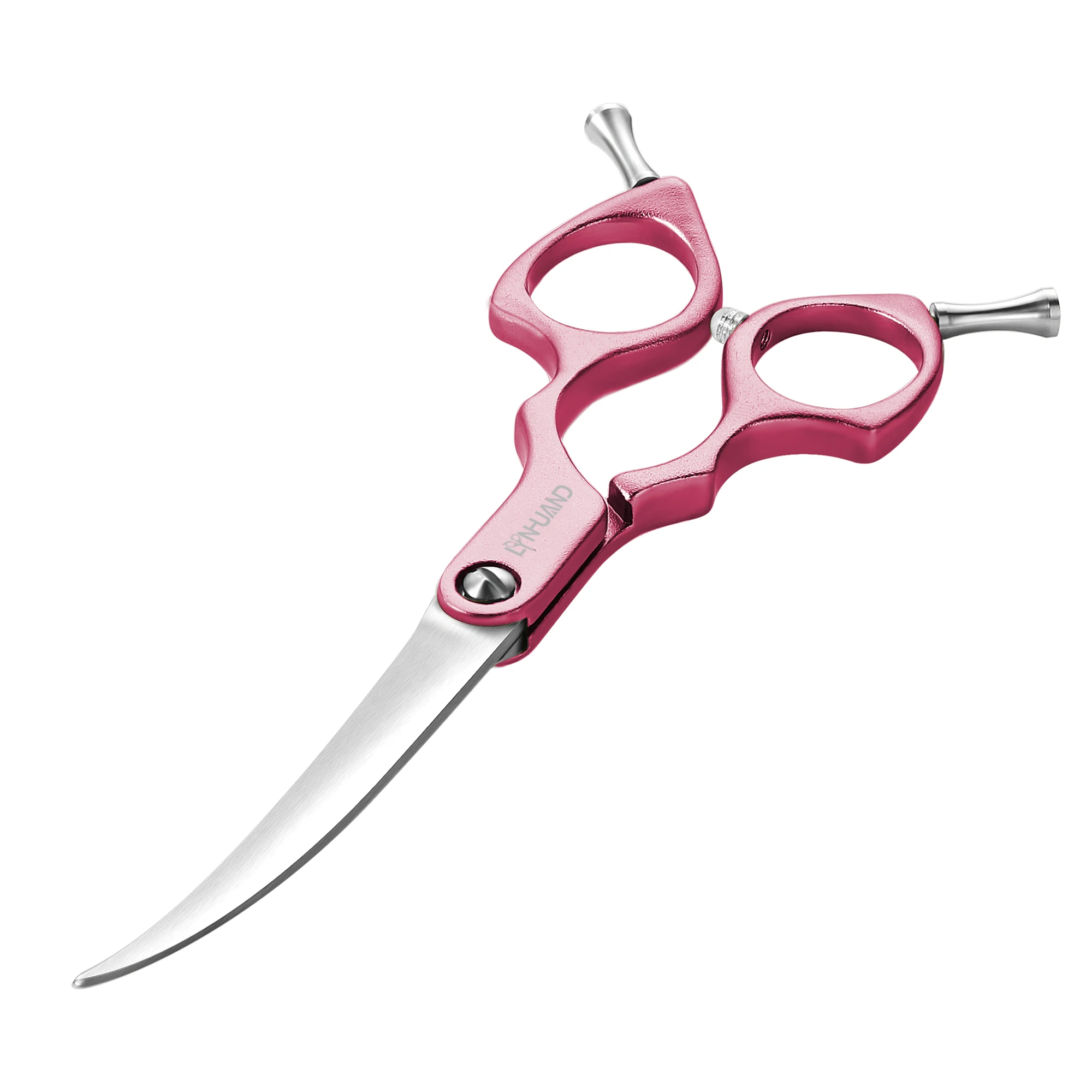 

LYNHUAND 6.5" Pink Curved Grooming Scissors for Dogs 440C Stainless Steel Professional Dog Grooming Scissors with Light Handle