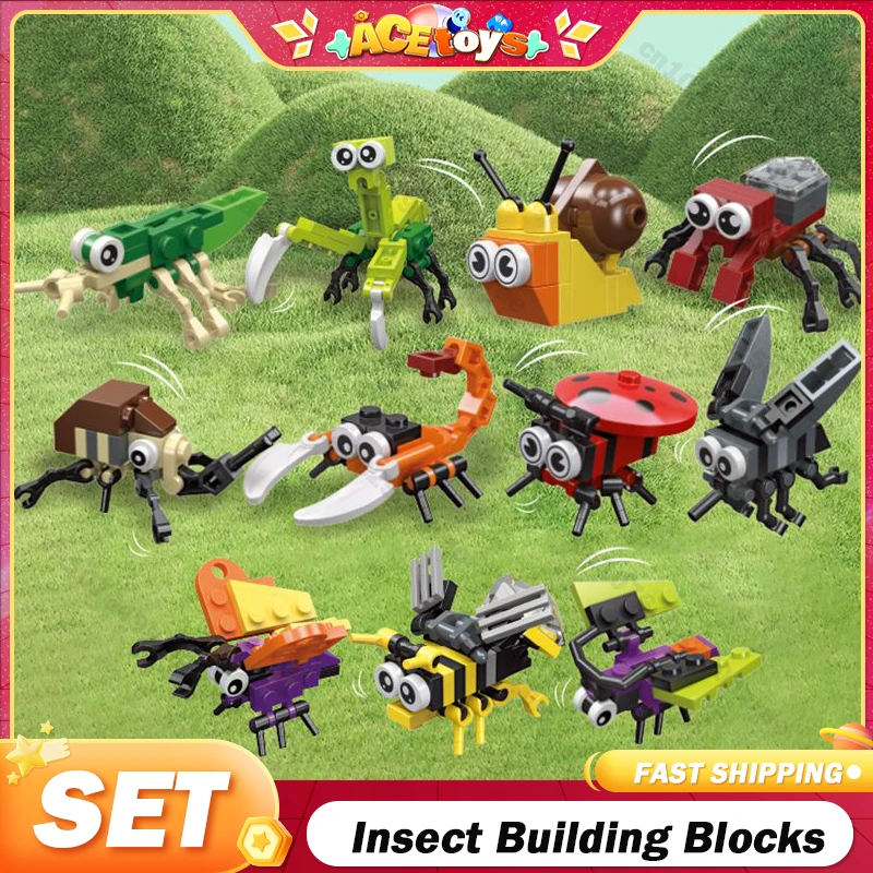 

DIY Insect Kingdom Story Mini Model Building Blocks Set Bricks Dragonfly Butterfly Mantis Creation Toys For Children Gifts Serie