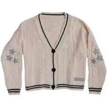Casual Solid Knitting Cardigans Women Winter Warm Button-up Turn-down Collar Knit Coats Mens same style as star Fashion Sweaters