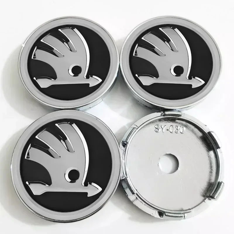 

60 мм автомобильные аксессуары 4-точечные круглые металлические центральные колпаки ступицы колес для использования на Skoda