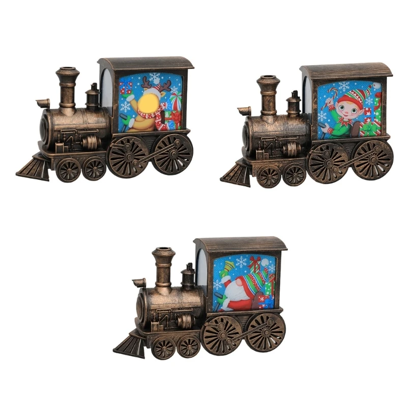 

Светодиодный Рождественский фонарь с питанием от батарейки, снежный шар, поезд, освещенный Рождественский переливающийся сверкающий водян...