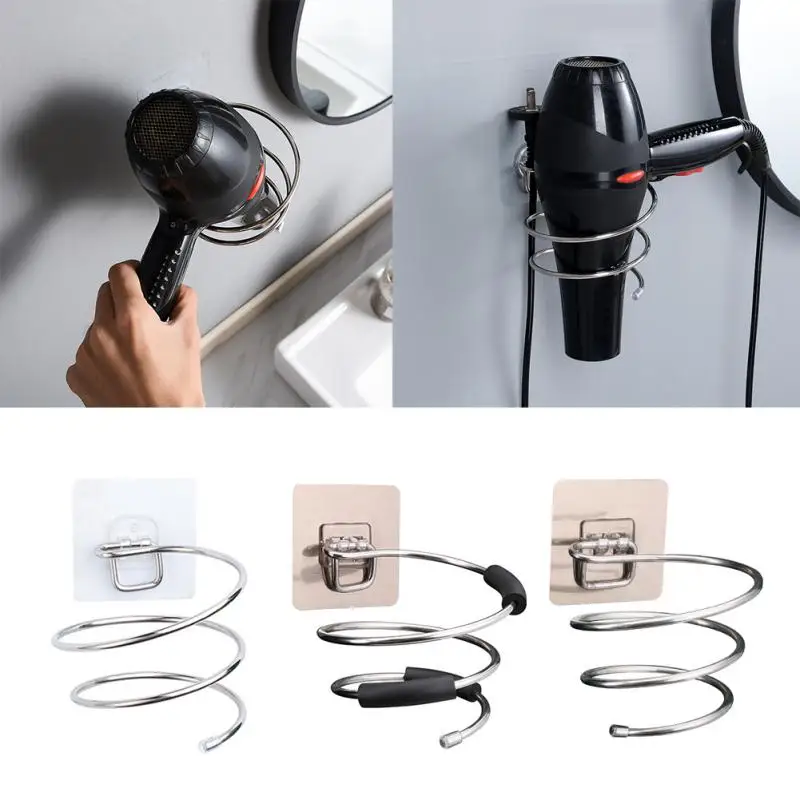 

Moisture-proof Punch-free Bathroom Rack Draining Hair Dryer Hanger Stainless Steel Hair Dryer Holder Ventilating Plug Hook