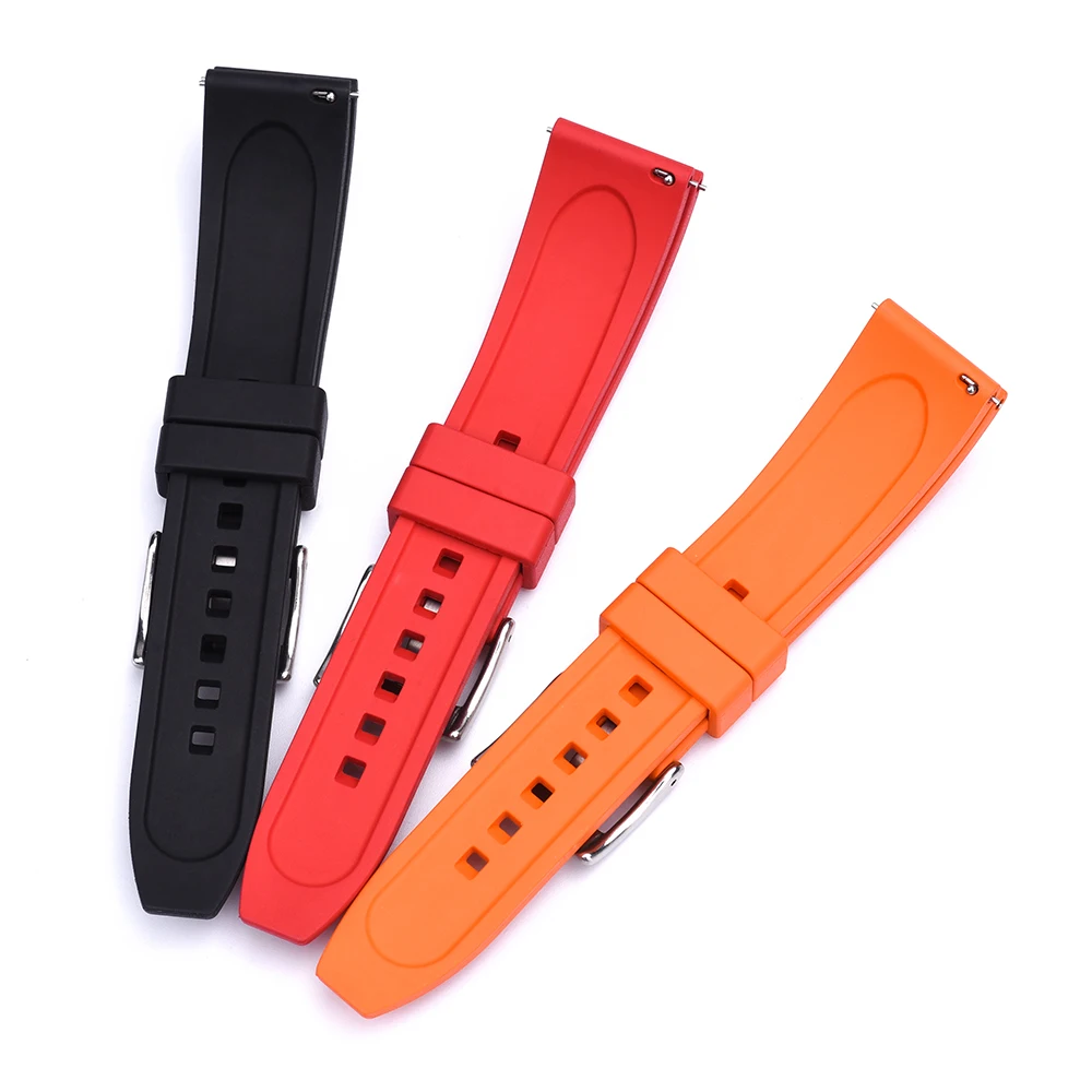 Premium Grade Vulcanized FKM Watch Strap 20mm 22mm 24mm Quick Release Fluorine Rubber Watchbands