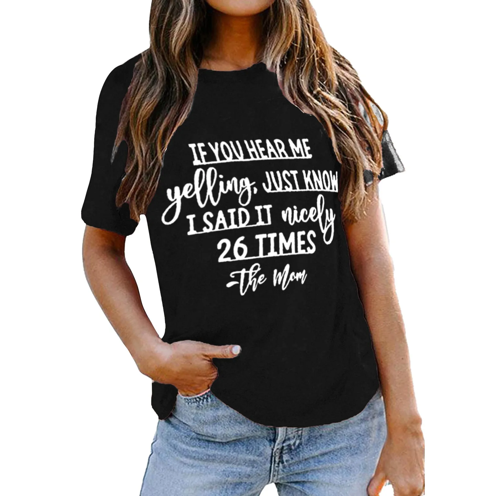 

Женская Повседневная Блузка с коротким рукавом и круглым вырезом