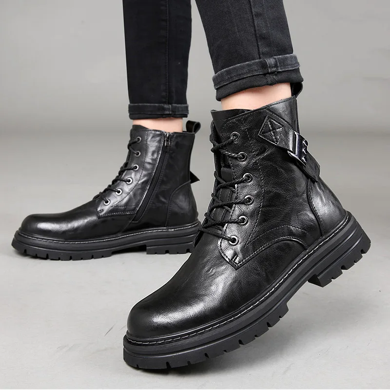 Новинка 2024 модные мужские ботинки мотоциклетные в стиле панк с заклепками