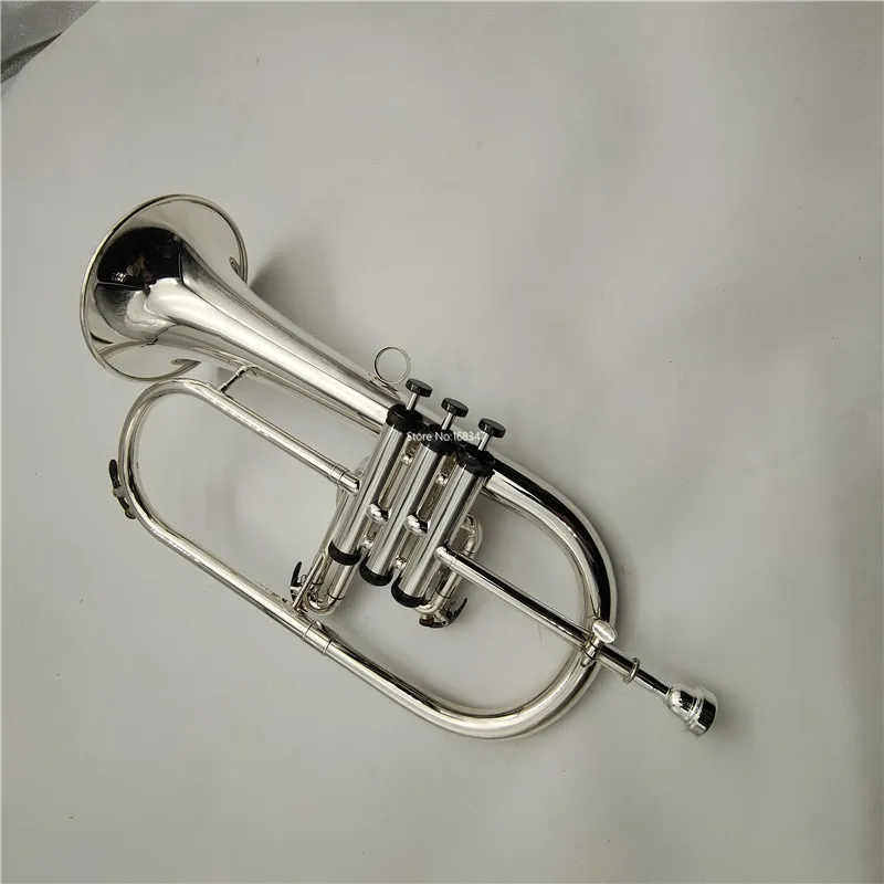 Самая низкая цена Flugelhorn Bb Настройка посеребренный черный клапан латунный