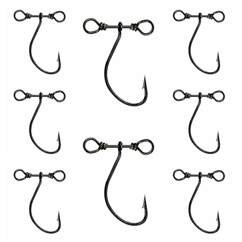 

10pcs Fishing Hooks Single Balance Hooks In-Line Drop Shot Rig And Swivels Dropshot Hook Soft Lure Bass Fishing Rotation Ring