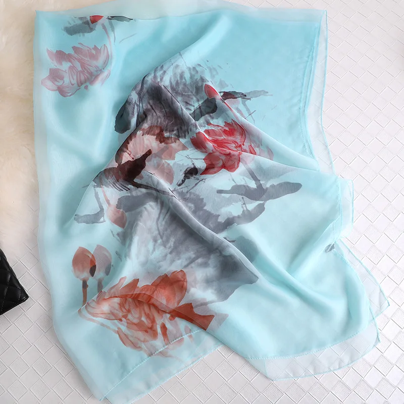 

H128 Zijden Sjaal Vrouwen Nieuwe Mode Bloemenprint Zijden Sjaals Sjaals En Wraps Lady Pashmina Foulard Bandana Hijaabs Sjaals