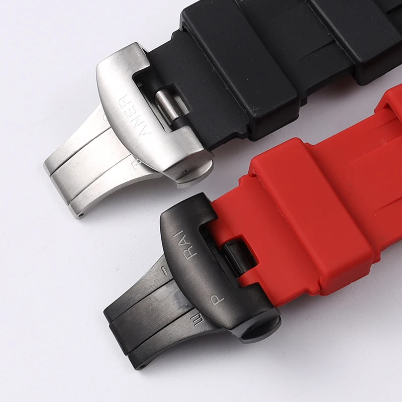 Ремешок силиконовый для часов 24 мм черный с пряжкой-бабочкой |