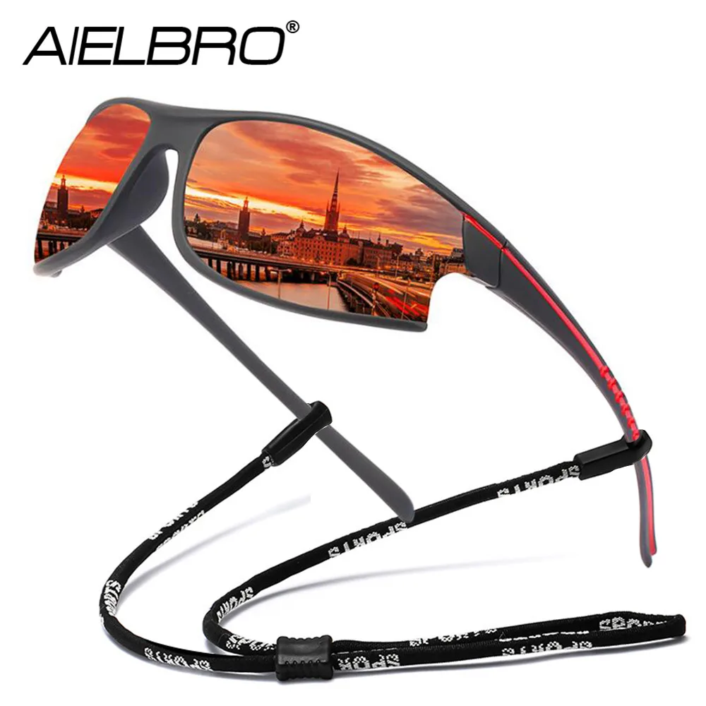 

AIELBRO Sports Sunglasses Polarized Men Cycling Sunglasses Sets Fishing UV400 Men's Sunglasses Bicycle Cycling Glasses for Men
