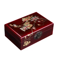 Double-Layer Jewelry Box Antique Makeup Items Box Vintage Earrings Pingyao Push Light Paint Box