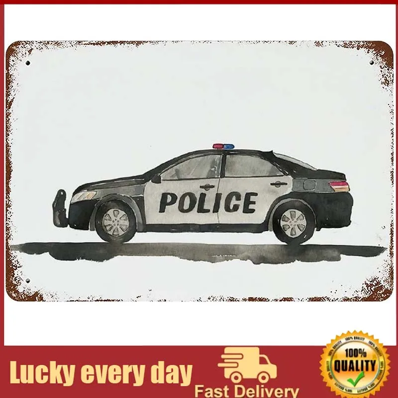 

Graman Police Car Tin Sign Police Wall Decor Transportation Decor Boy Room Decor Kids Bedroom Sign Emergency Vehicle Tin Sign