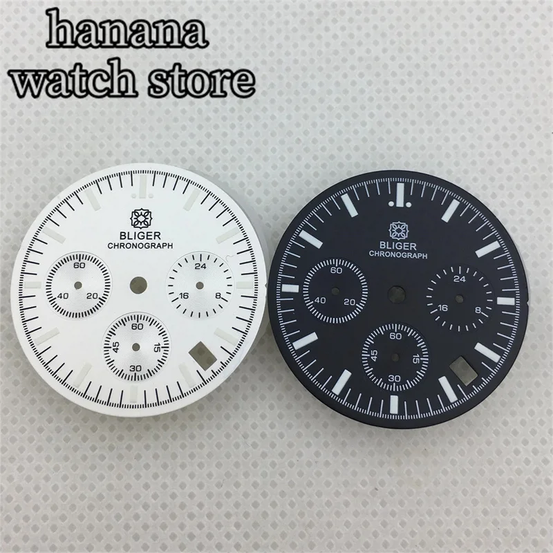 Циферблат BLIGER/без логотипа VK63 31 5 мм кварцевый механизм циферблат черный белый