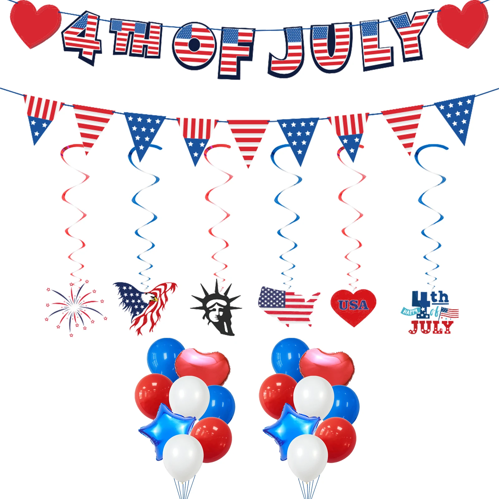 

4th Of July Banner Balloons Set 4th Of July Patriotic Party Supplies Banner Balloons Set Patriotic Party Decor 4th Of July Latex
