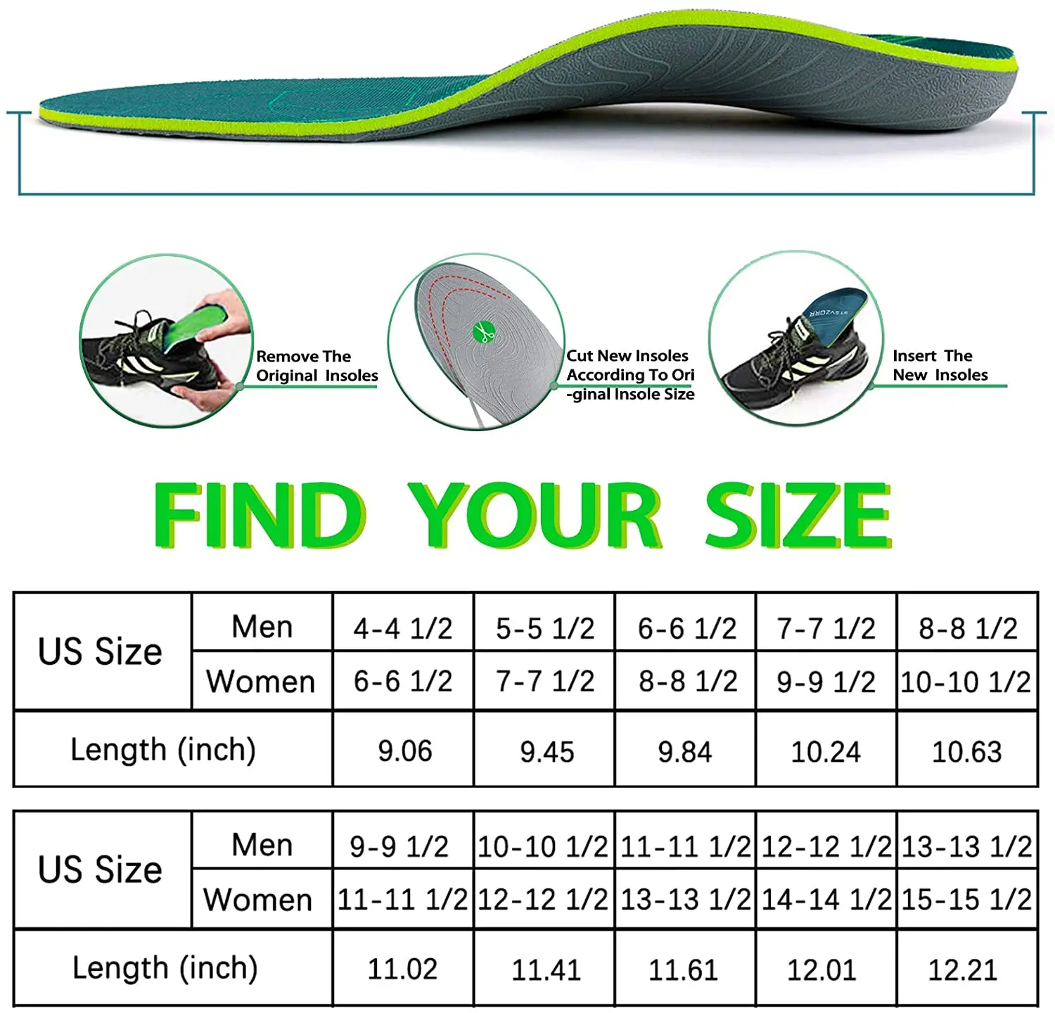 TOPSOLE Orthopedic Insole for Plantar Fasciitis Arch Support for Severe Flat Feet and Running Shock Absorption Inserts Women Men