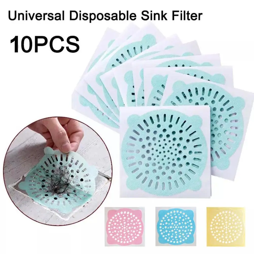 

10pcs Disposable Bathroom Sewer Outfall Sink Drain Strainer Stopper Kitchen Supplies Hair Anti-Blocking Sticker Strainer Fi I4P1
