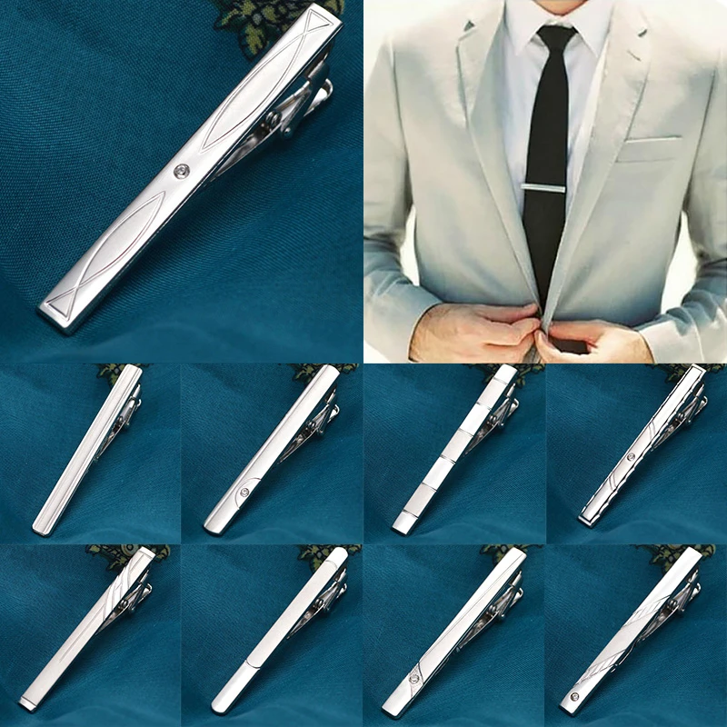 Новый металлический зажим для галстука серебряного цвета для мужчин Свадебный галстук стежка зажим для галстука джентльменов галстук бара...